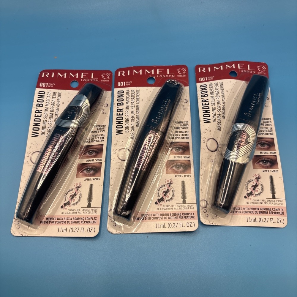 3  Rimmel Wonder'Bond, 002 Black Brown, Bonding Serum Mascara